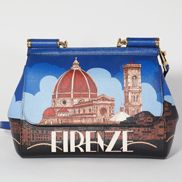 Dolce & Gabbana Firenze Miss Sicily Bag Blue Leather Top Handle - Picture 1 of 9